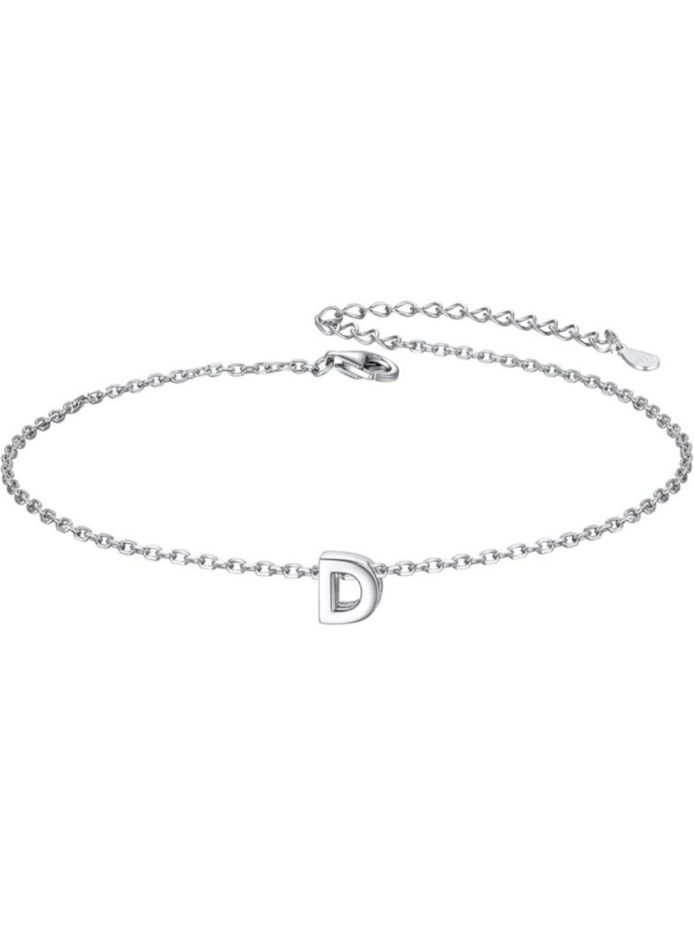 Letter D Initial Bracelet 925 Sterling Silver Letter Bracelet Dainty
